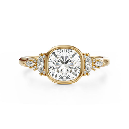 Marquise Shaped Three Stone Lab Grown Diamond Engagement Ring