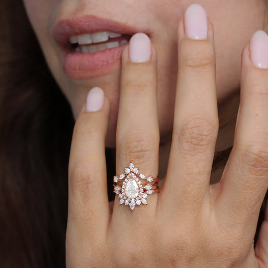 2.9 Carats Emerald Pave Styled Moissanite Engagement Ring