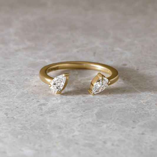 Marquise Shaped Three Stone Lab Grown Diamond Engagement Ring