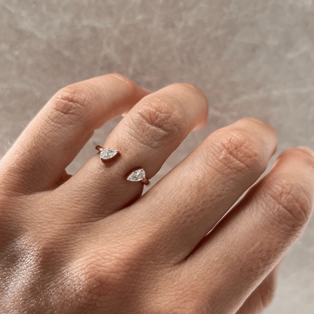 Marquise Shaped Three Stone Lab Grown Diamond Engagement Ring