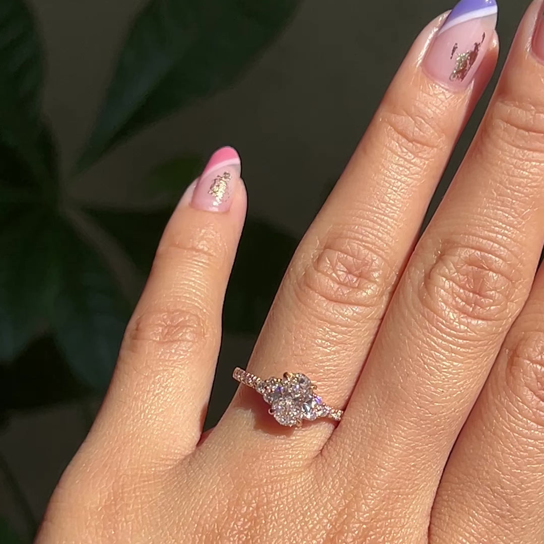 1.2 CT Oval Cut Vintage Cluster Moissanite Bridal Ring Set