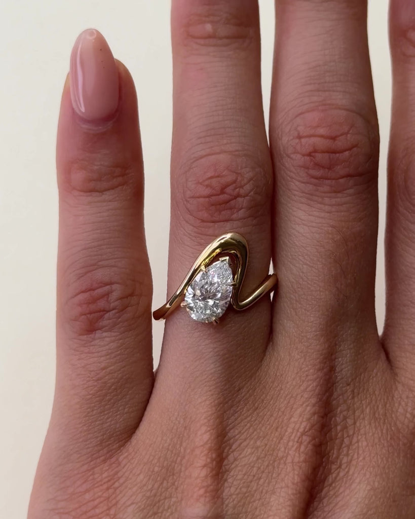 1.54 CT Pear Shaped Solitaire Moissanite Engagement Ring