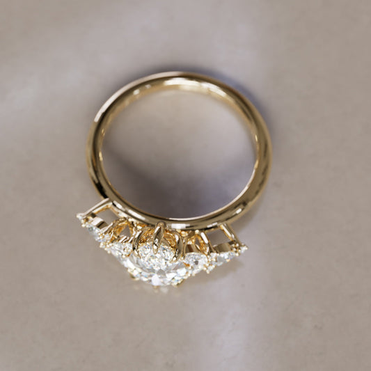 Marquise Shaped Three Stone Lab Grown Diamond Engagement Ring