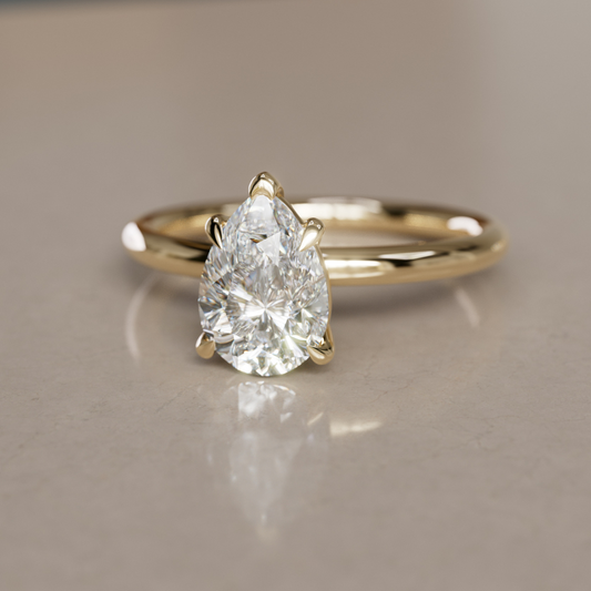 Marquise Shaped Three Stone Lab Grown Diamond Engagement Ring