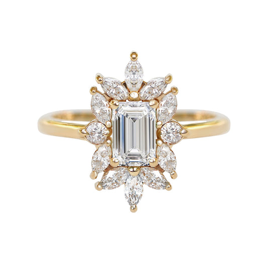 2.9 Carats Emerald Pave Styled Moissanite Engagement Ring