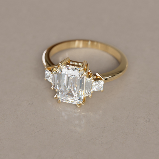Marquise Shaped Three Stone Lab Grown Diamond Engagement Ring