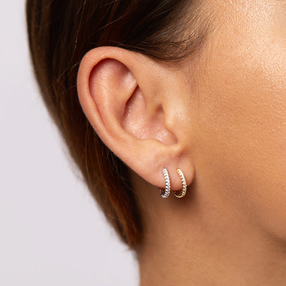 0.14 TCW Round Shaped Moissanite Hoop Earrings