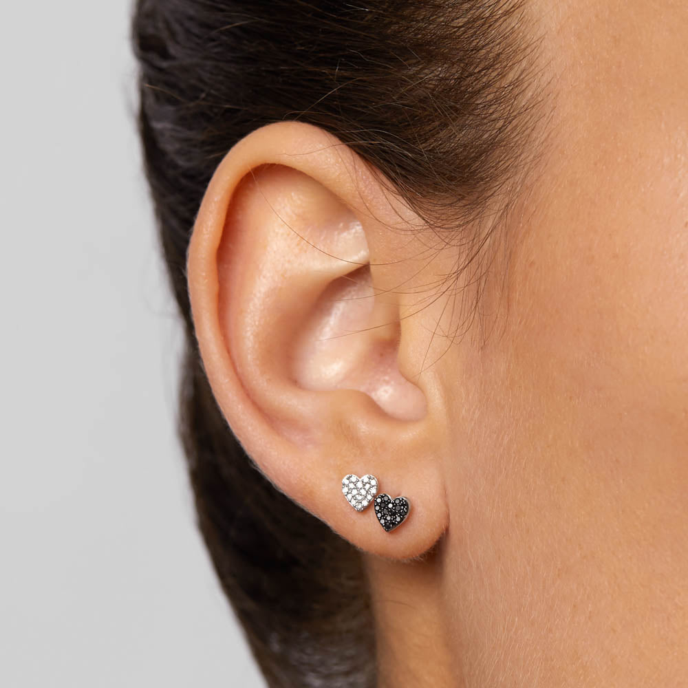 0.09 TCW Round Shaped Moissanite Heart Studs Earrings