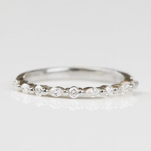 0.25 TCW Round Shaped Half Eternity Lab Grown Diamond Wedding Band