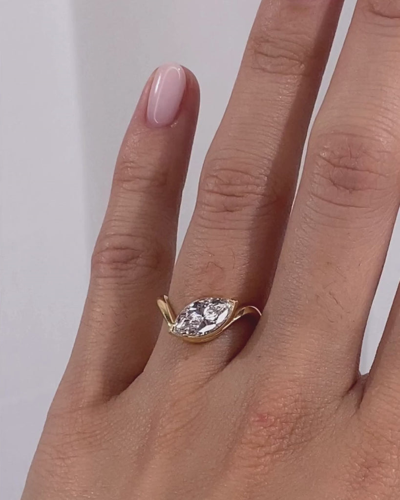1.14 CT Marquise Shaped Solitaire Moissanite Engagement Ring