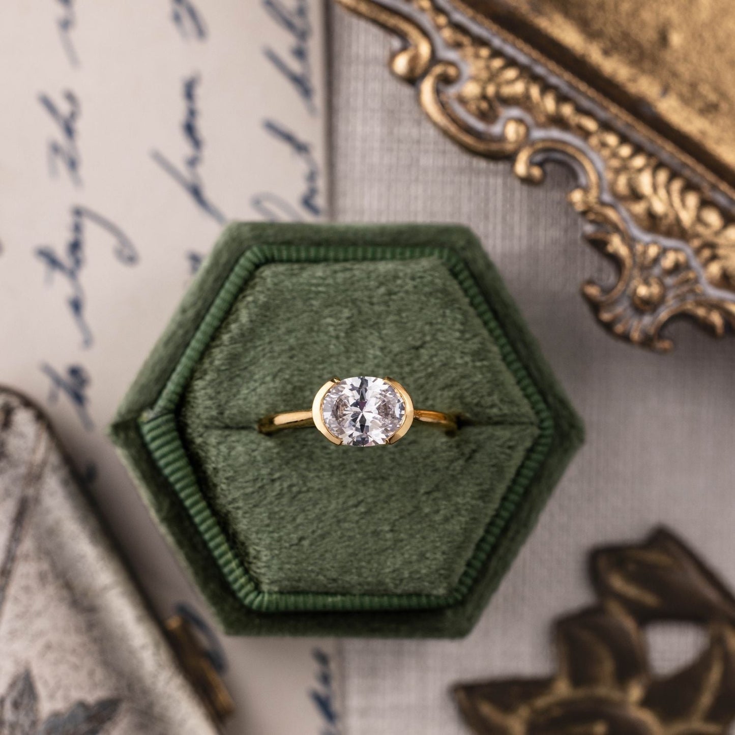 Marquise Shaped Three Stone Lab Grown Diamond Engagement Ring