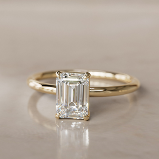 Marquise Shaped Three Stone Lab Grown Diamond Engagement Ring