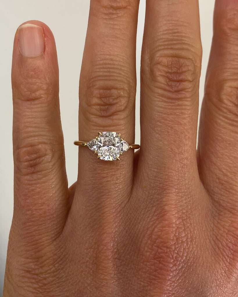 2.5 CT Cushion Shaped Three Stone Moissanite Engagement Ring