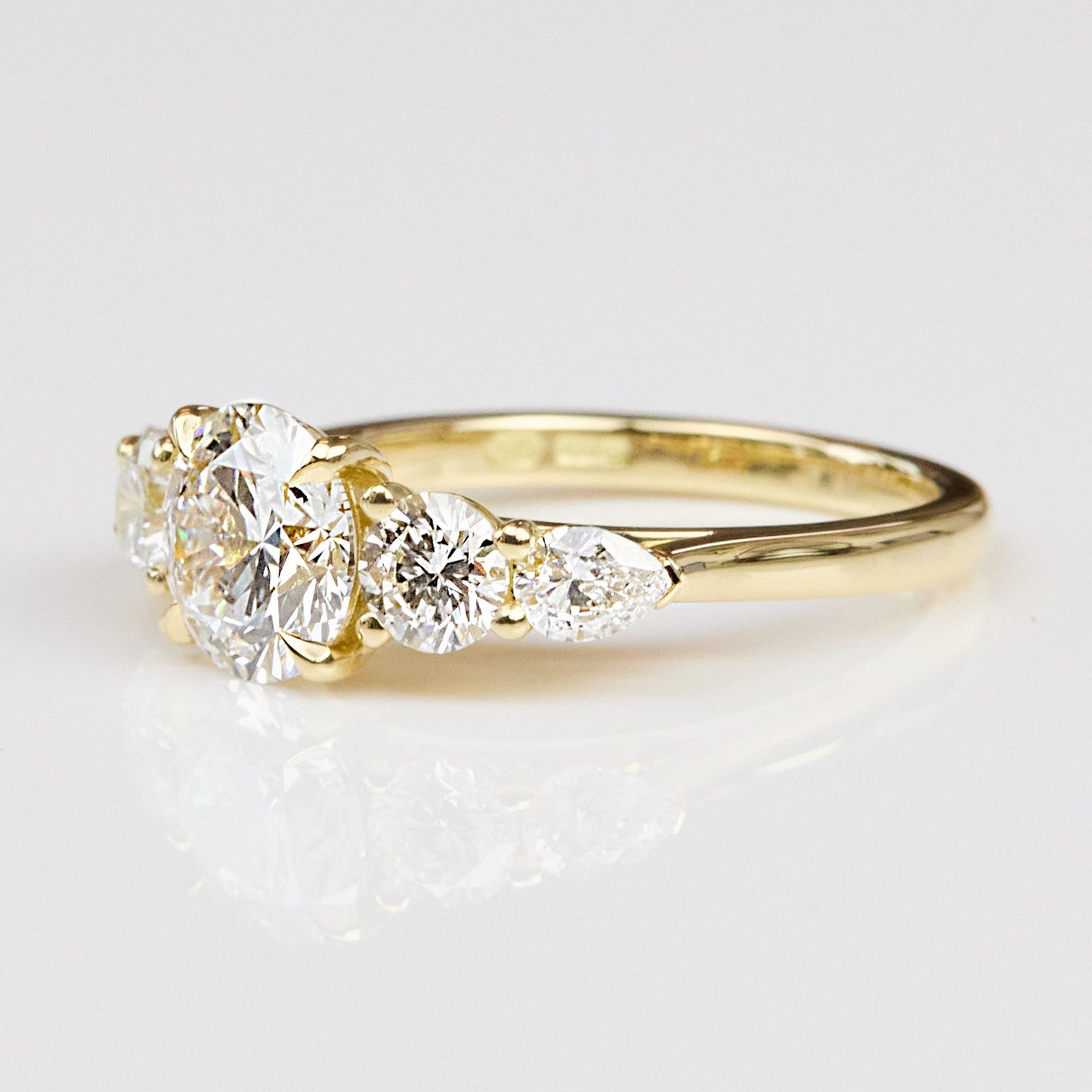 Marquise Shaped Three Stone Lab Grown Diamond Engagement Ring