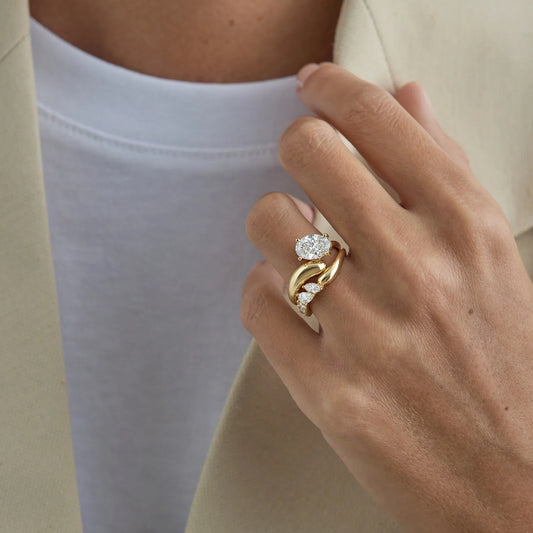 Timeless 0.35 TCW Pear, Marquise & Round Alternating Stones Moissanite Diamond Wedding Band