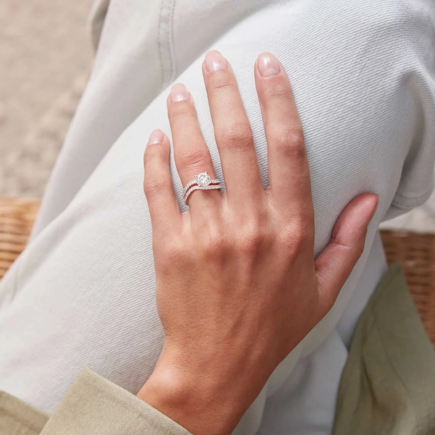 Timeless 0.2 TCW Round Stones Slight Swirl Moissanite Diamond Wedding Band