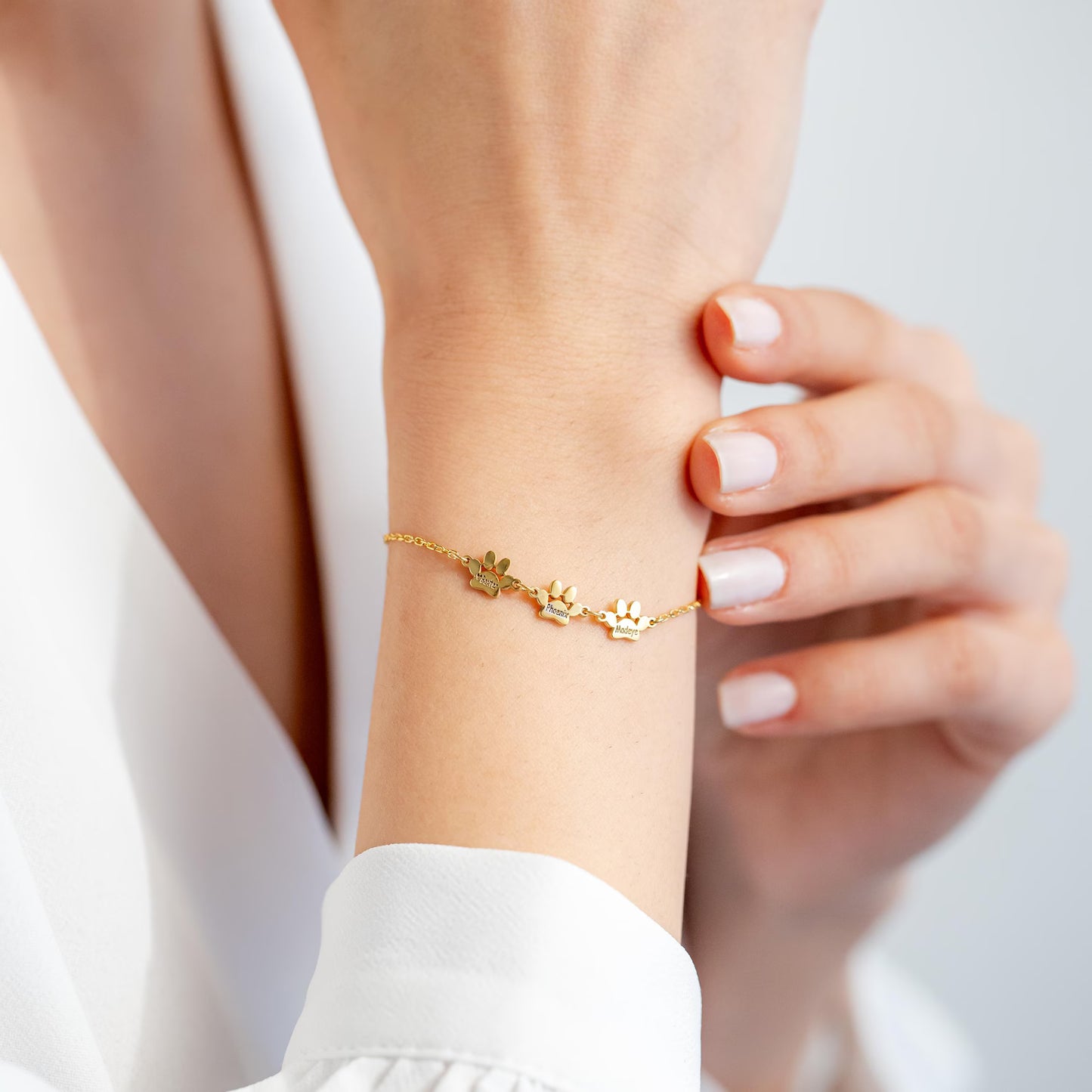 Engraved Triple Paw Print Bracelet