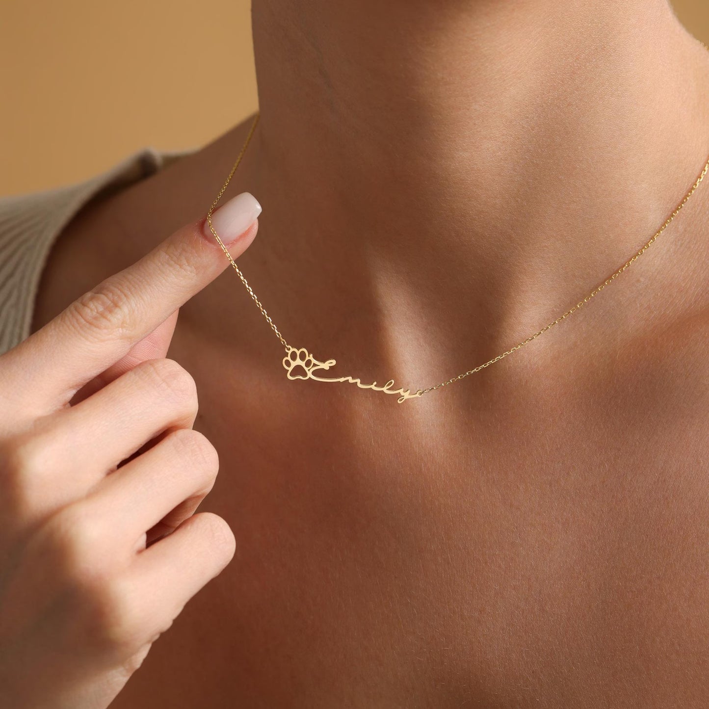 Personalised Dainty Paw Name Necklace