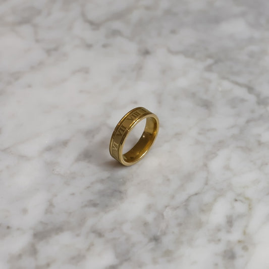 Engraveable Roman Numerals Wedding Band
