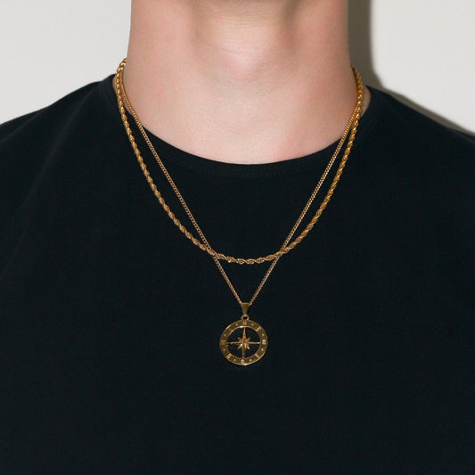 Compass Pendant Necklace For Men