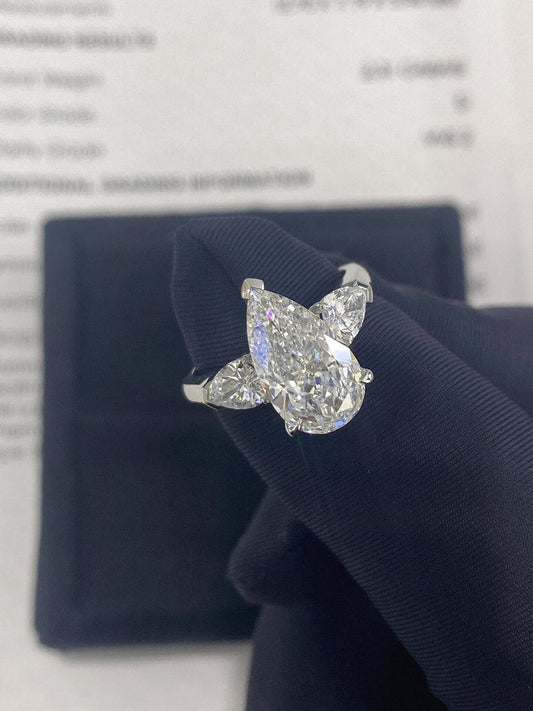 Marquise Shaped Three Stone Lab Grown Diamond Engagement Ring