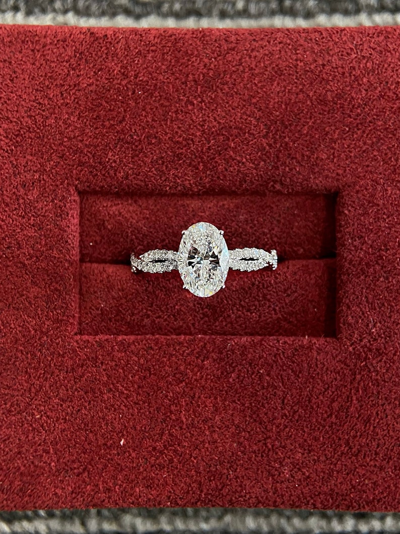 Marquise Shaped Three Stone Lab Grown Diamond Engagement Ring