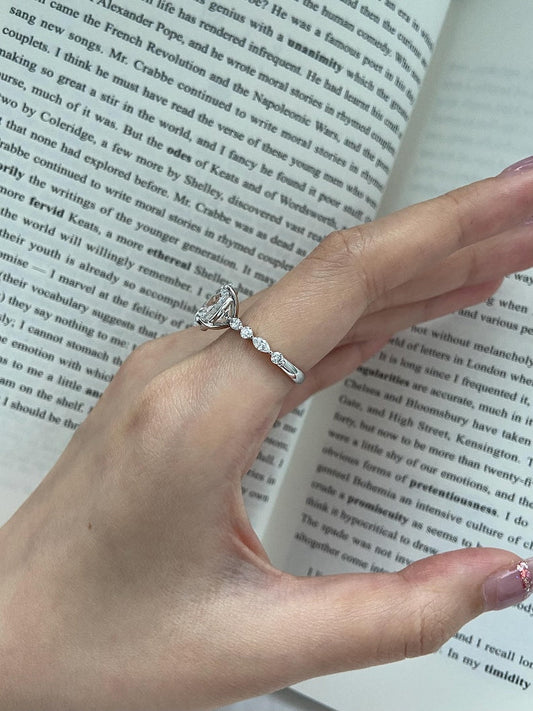 Marquise Shaped Three Stone Lab Grown Diamond Engagement Ring