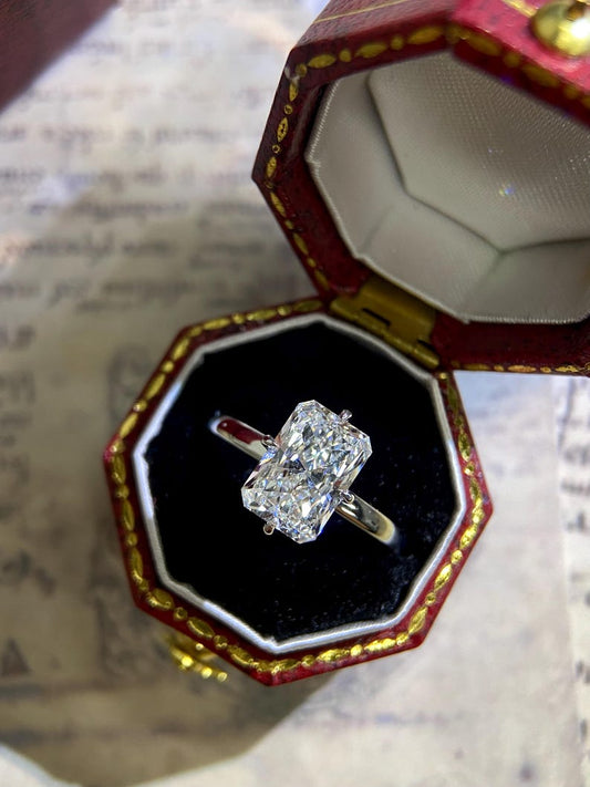 Marquise Shaped Three Stone Lab Grown Diamond Engagement Ring