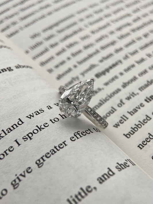 Marquise Shaped Three Stone Lab Grown Diamond Engagement Ring