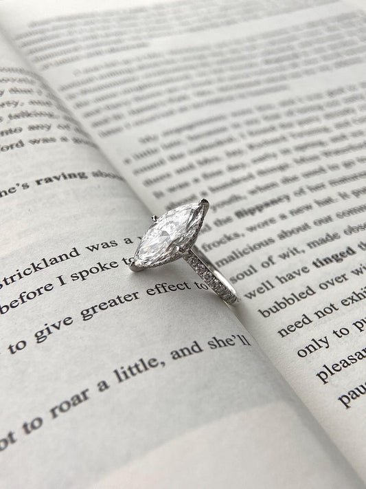 Marquise Shaped Three Stone Lab Grown Diamond Engagement Ring