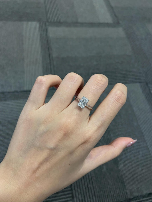 Marquise Shaped Three Stone Lab Grown Diamond Engagement Ring