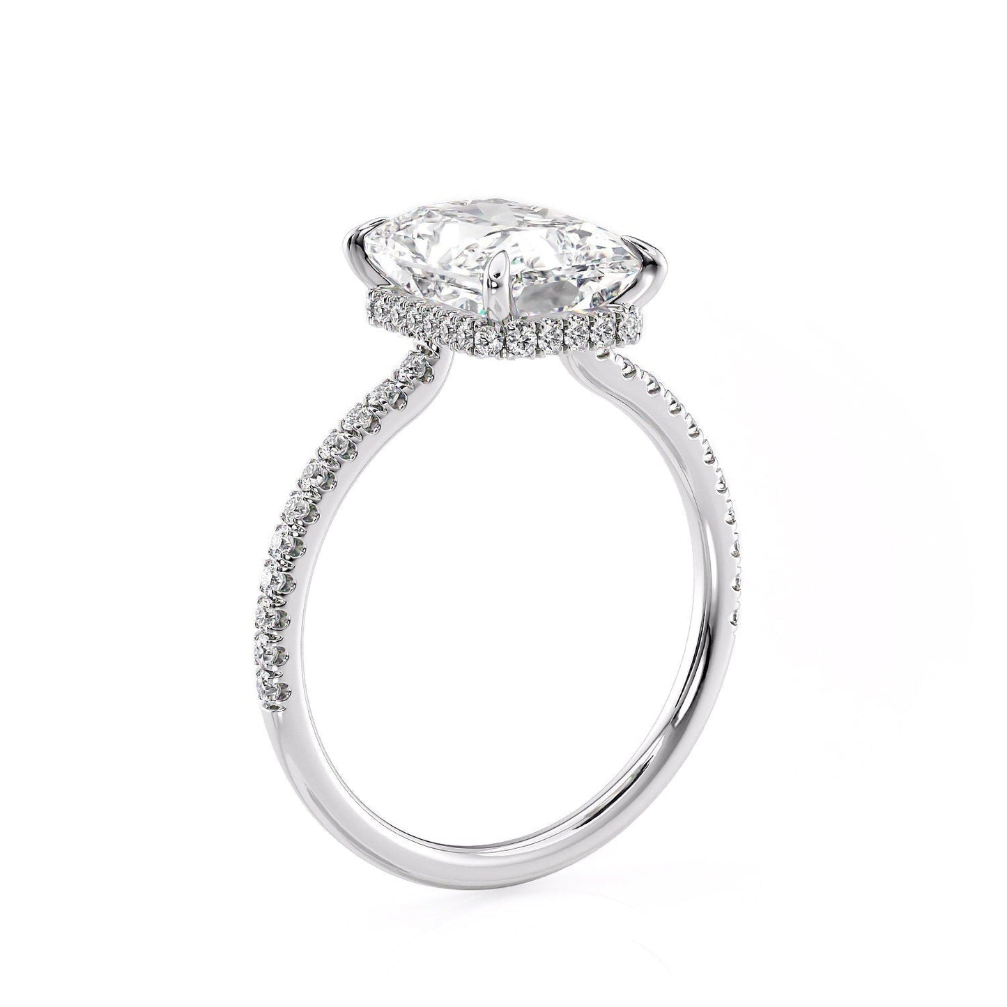 3.5 CT Radiant Hidden Halo Pave Moissanite Engagement Ring 7