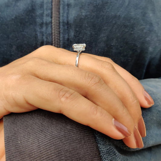 Cushion Cut Hidden Halo Engagement Ring