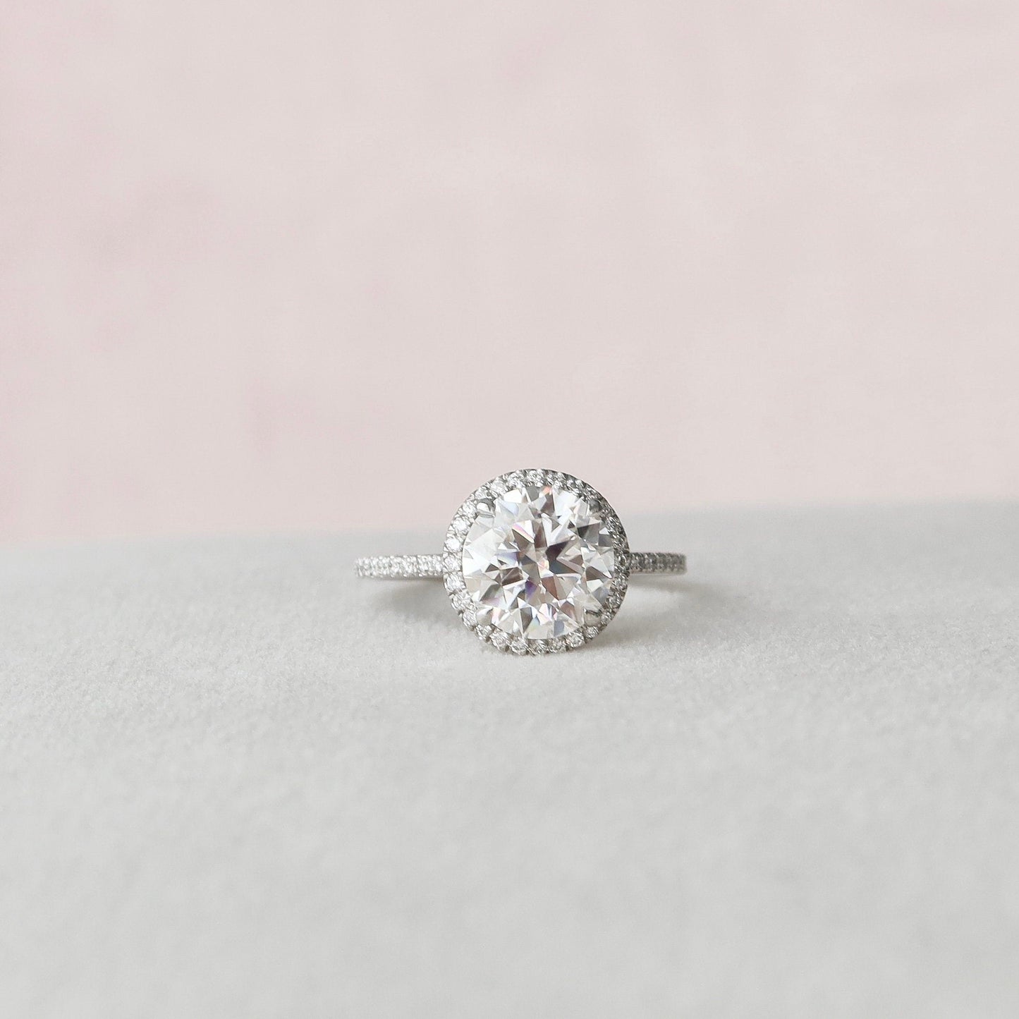 3.0 CT Round Cut Halo & Pave Style Moissanite Engagement Ring 3