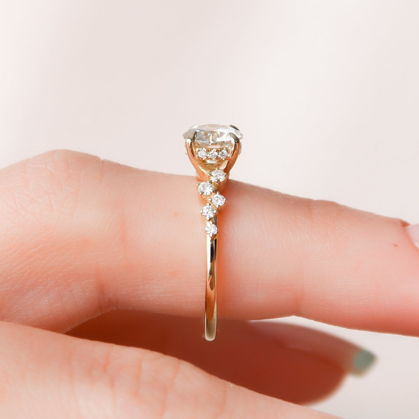 1.0 CT Round Hidden Halo Pave Style Moissanite Engagement Ring 6