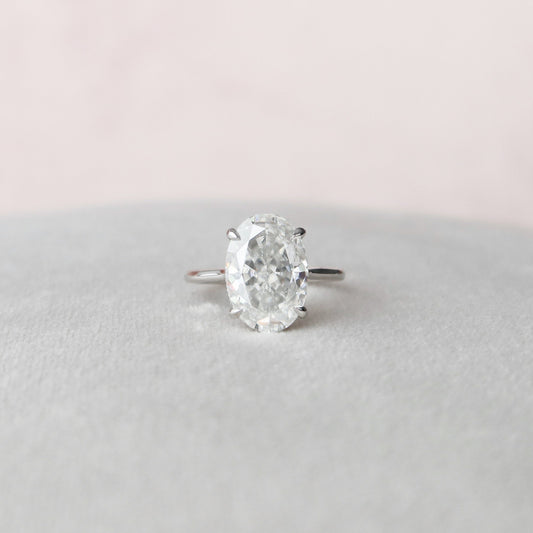 5.0 CT Oval Cut Hidden Halo Style Moissanite Engagement Ring 1