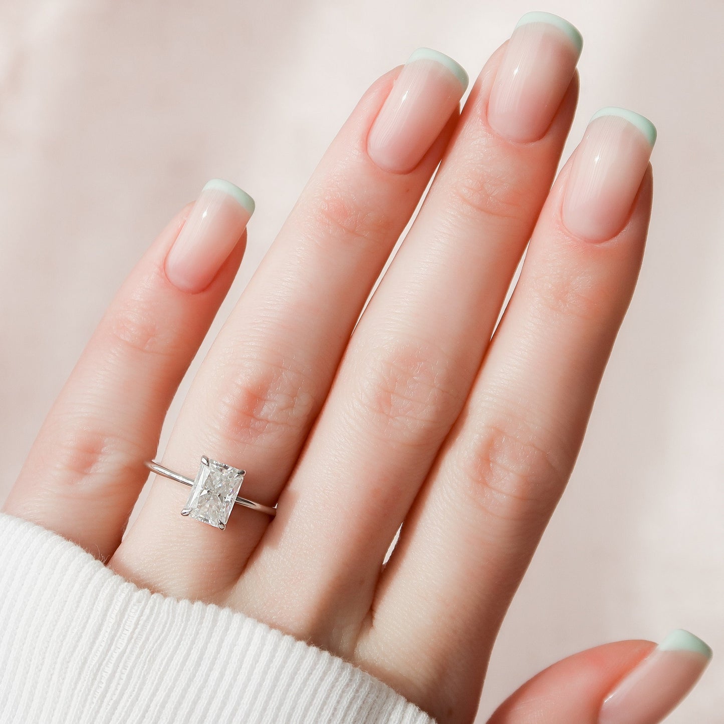 2.0 CT Radiant Cut Hidden Halo Moissanite Engagement Ring 6