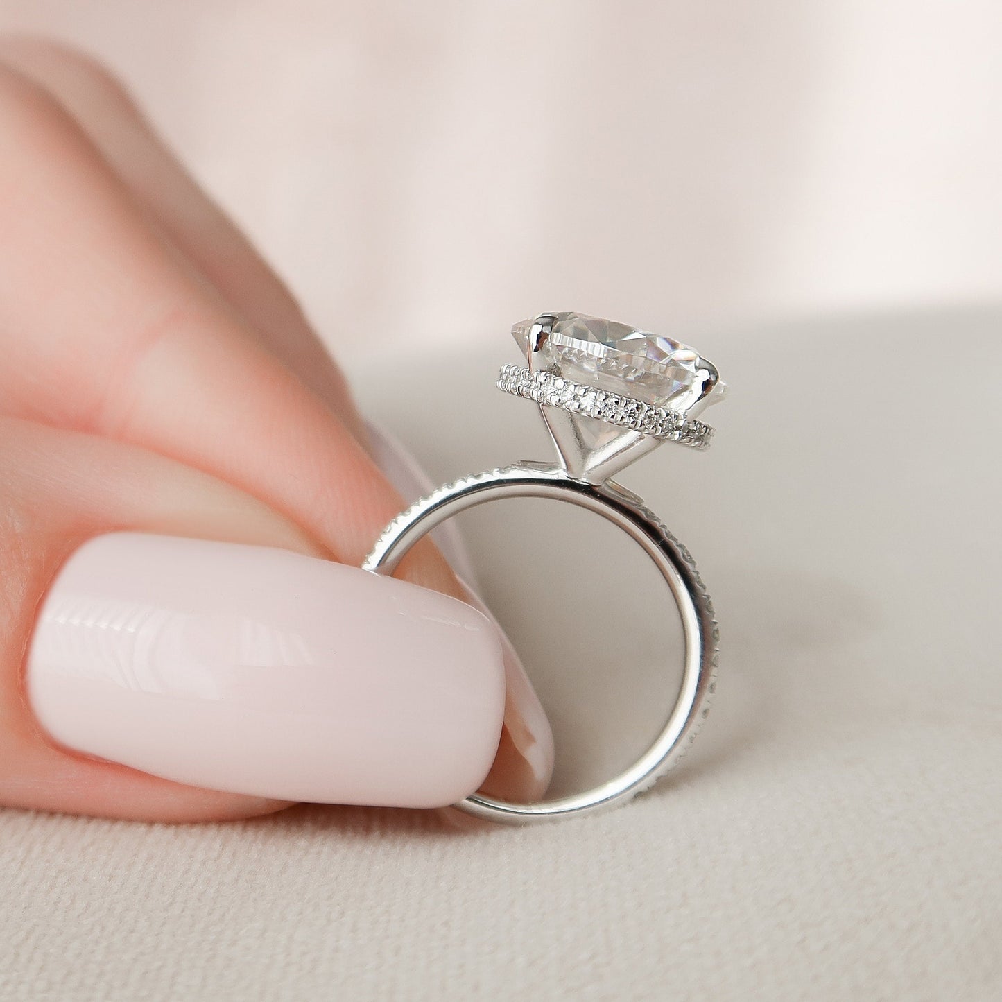4.5 CT Round Cut Pave Hidden Halo Moissanite Engagement Ring 4