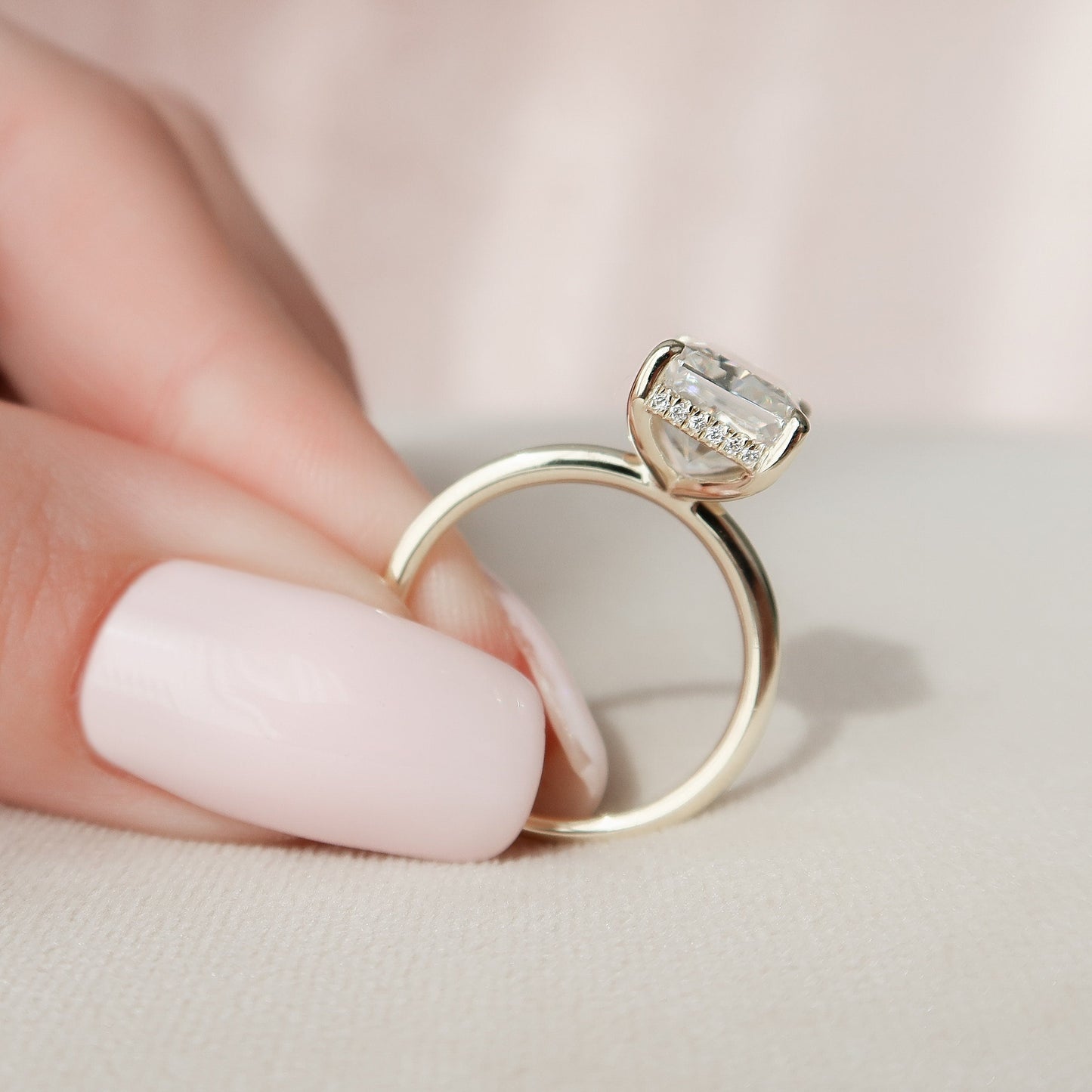 4.5 CT Radiant Cut Hidden Halo Style Moissanite Engagement Ring 6