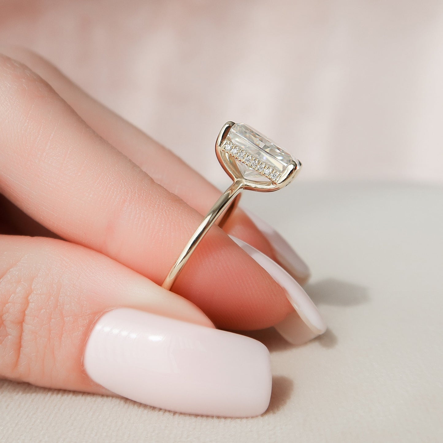 4.5 CT Radiant Cut Hidden Halo Style Moissanite Engagement Ring 4