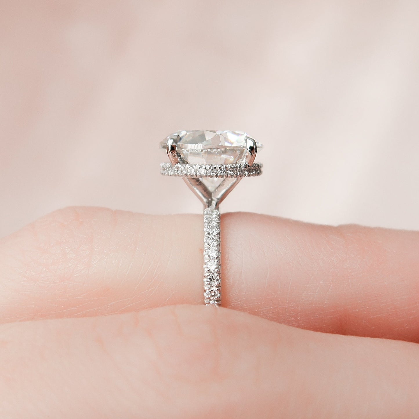 4.5 CT Round Cut Pave Hidden Halo Moissanite Engagement Ring 6