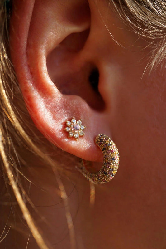 Macaroni Hoop Earrings with Sapphires