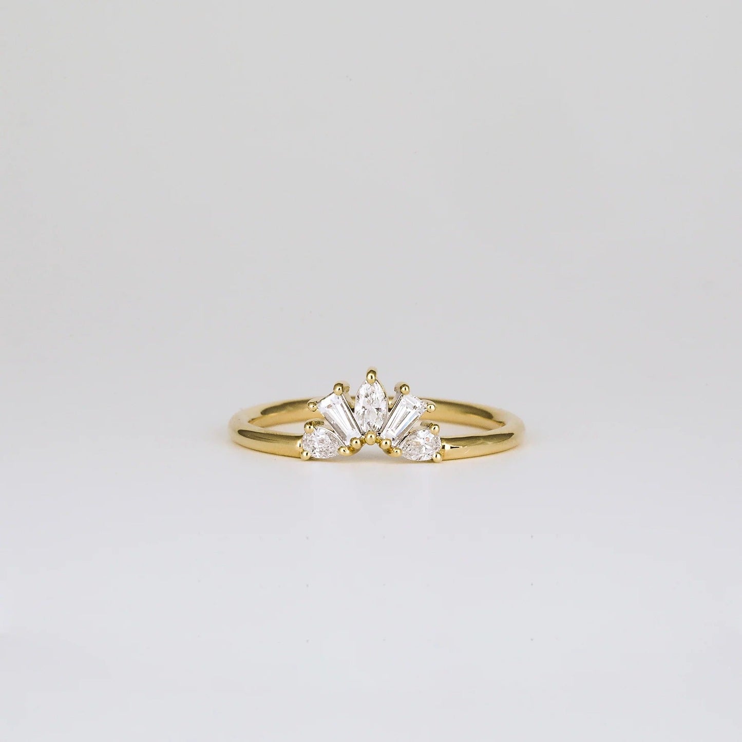 0.35 TCW Pear, Marquise & Tapered Baguette Shaped Five Stone Moissanite Wedding Band