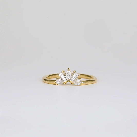 0.35 TCW Pear, Marquise & Tapered Baguette Shaped Five Stone Moissanite Wedding Band