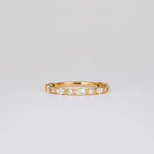 0.2 TCW Round & Marquise Shaped Half Eternity Moissanite Wedding Band