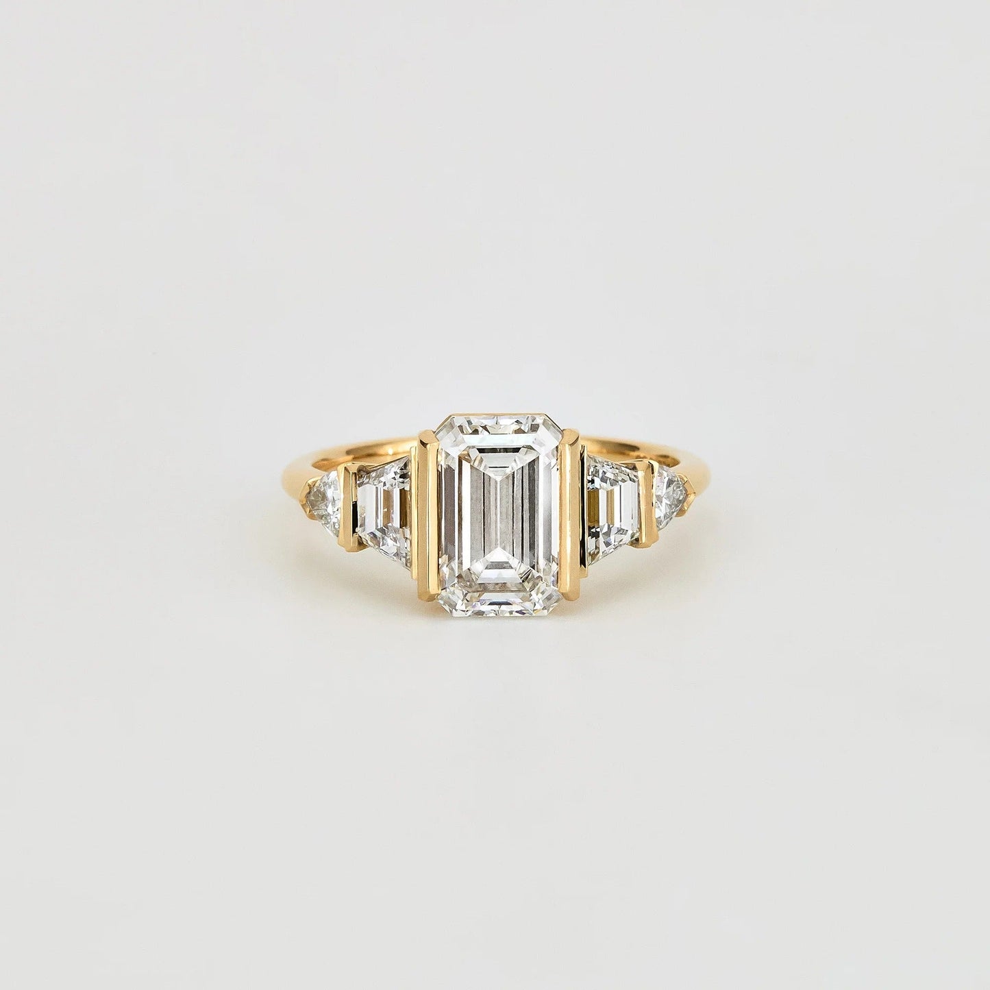 2.5 CT Emerald Shaped Cluster Moissanite Engagement Ring