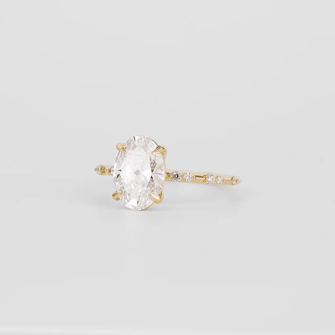 1.5 CT Oval Shaped Dainty Moissanite Engagement Ring