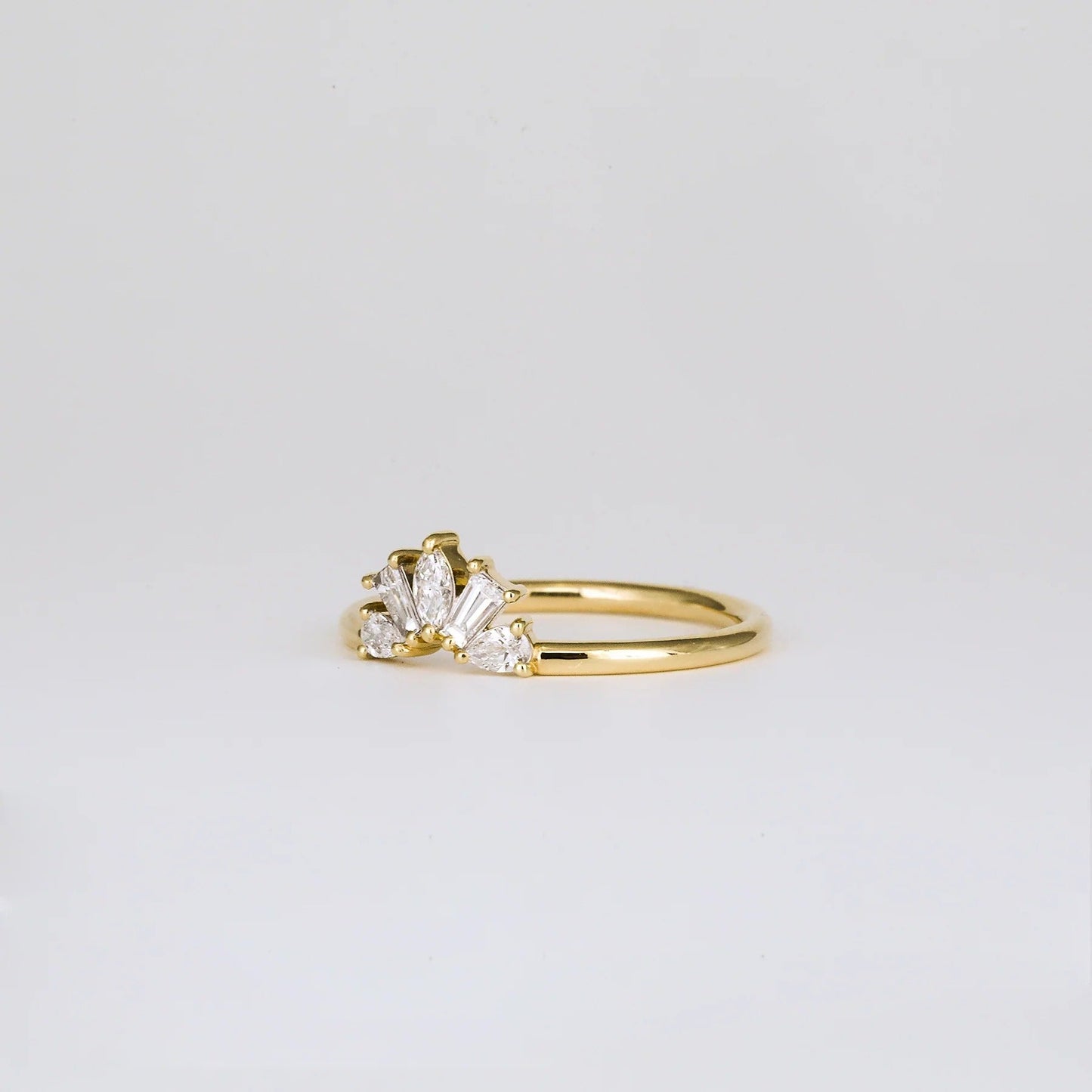 0.35 TCW Pear, Marquise & Tapered Baguette Shaped Five Stone Moissanite Wedding Band