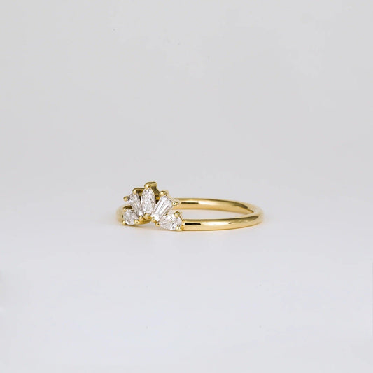 0.35 TCW Pear, Marquise & Tapered Baguette Shaped Five Stone Moissanite Wedding Band