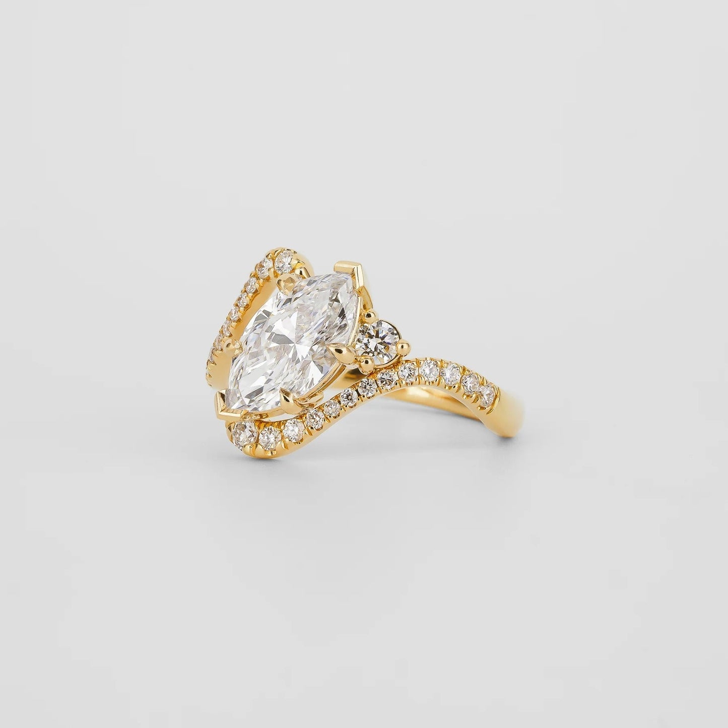 2.5 CT Marquise Shaped Pave Moissanite Engagement Ring